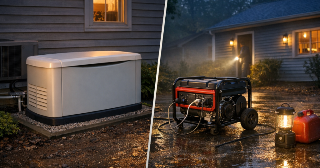 whole-house vs portable generators